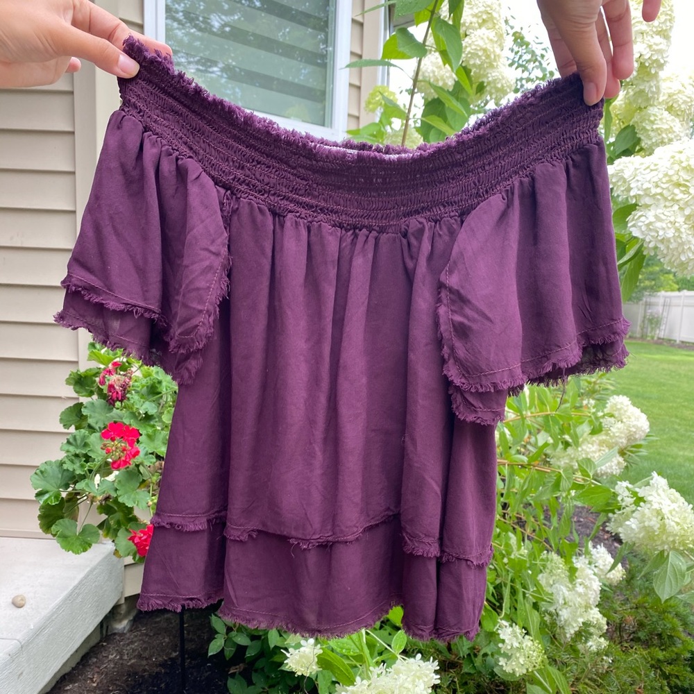 Planet Blue purple off-the-shoulder top